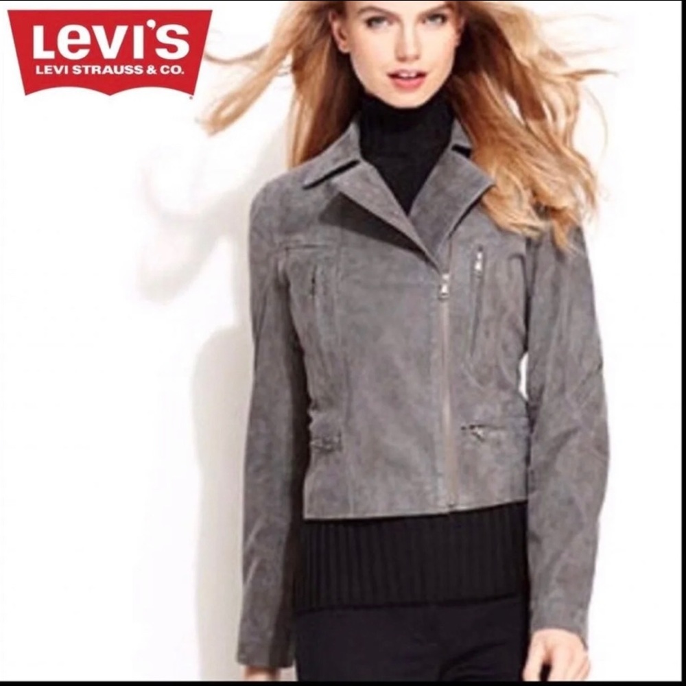 Grey Levi’s Suede Moto Jacket